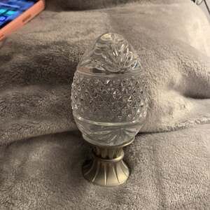 Cut Crystal Egg With Pewter Base ~ France